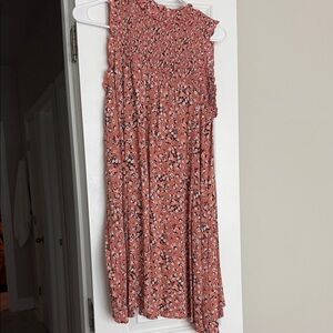 Smocked Neck Sleeveless Mini Dress in Dusty Rose Floral